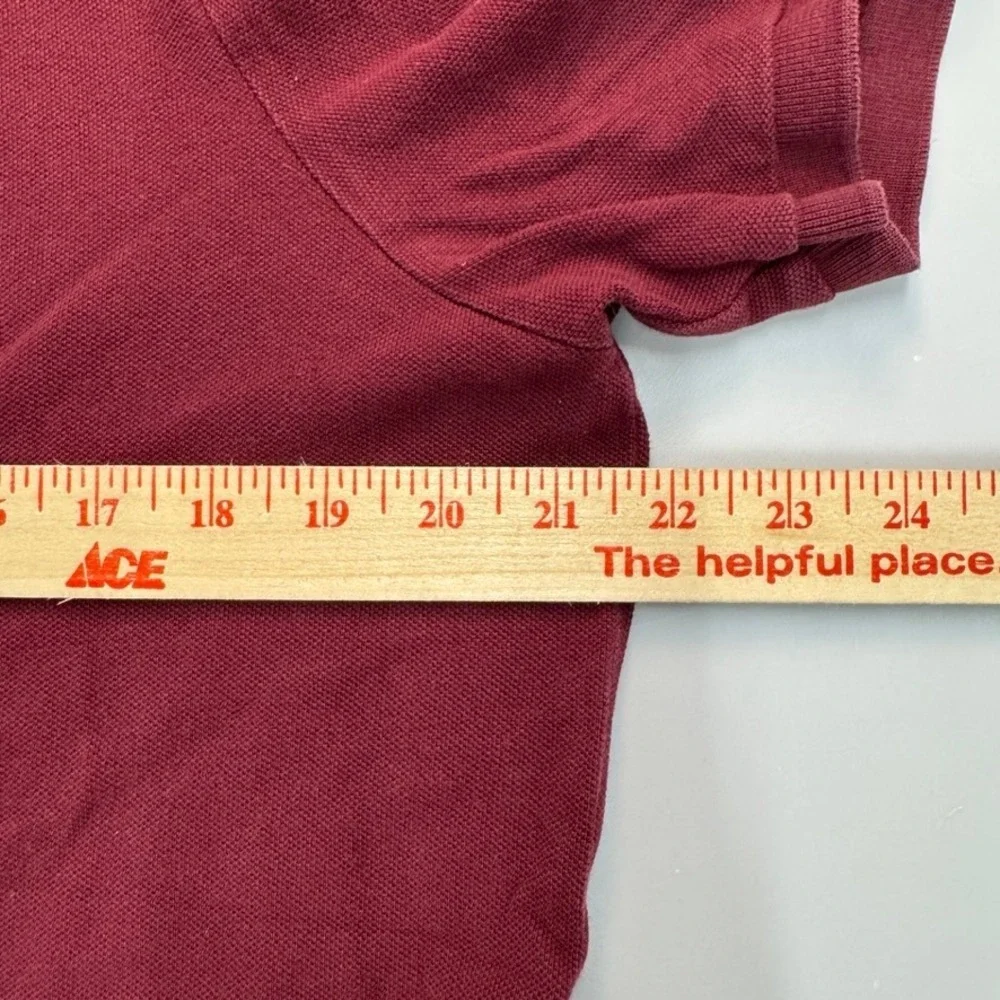 Polo Ralph Lauren Mens Large Classic Fit Burgundy Cotton Pique Short Sleeve Polo